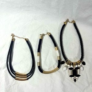 Bundle of 3 black and gold necklaces. All are 15 inches with 2 inch ex…